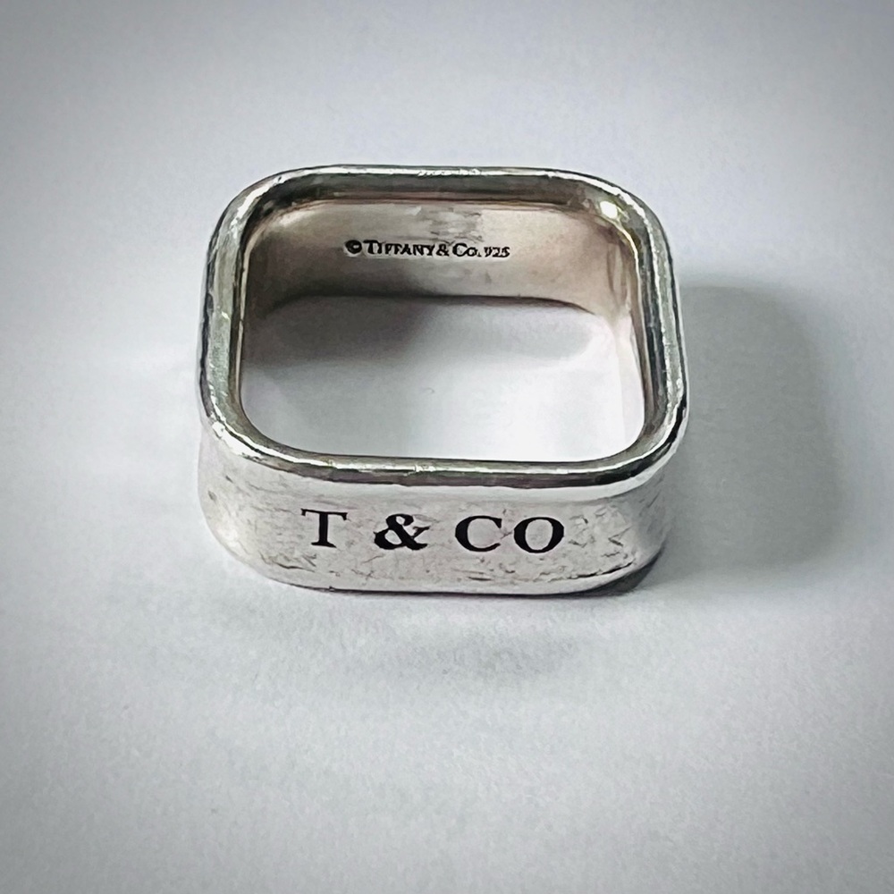 Tiffany & Co. 1837 Square Silver Ring Size 8.5 Unisex